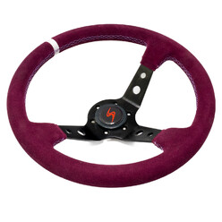 Volant DriftShop Tulipé (90 mm), Cuir Violet Retourné, Branches Noires